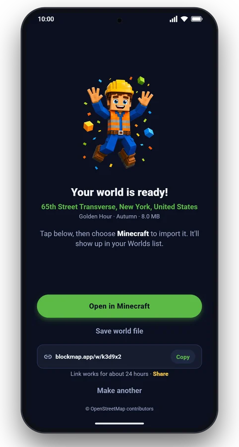 BlockMap app: open it in minecraft