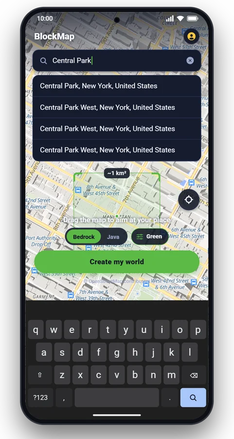 BlockMap app: search any place