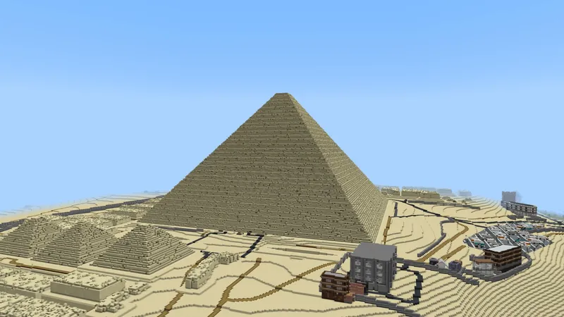 Flying in toward the Great Pyramid from the east