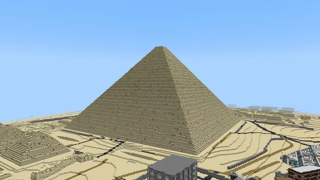 The Great Pyramid of Giza in a Minecraft world made by BlockMap