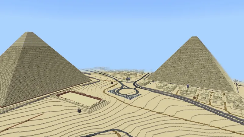 High over the plateau: the Great Pyramid and Khafre's pyramid